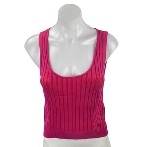 Zara Hot Pink Ribbed Scoop Neck Tank Top